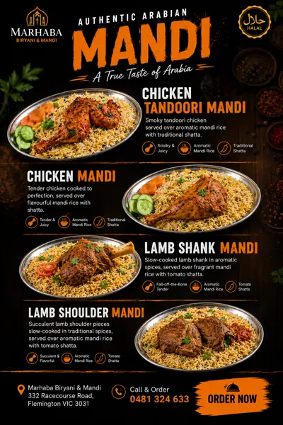 Authentic Arabian Mandi: four mandi dishes